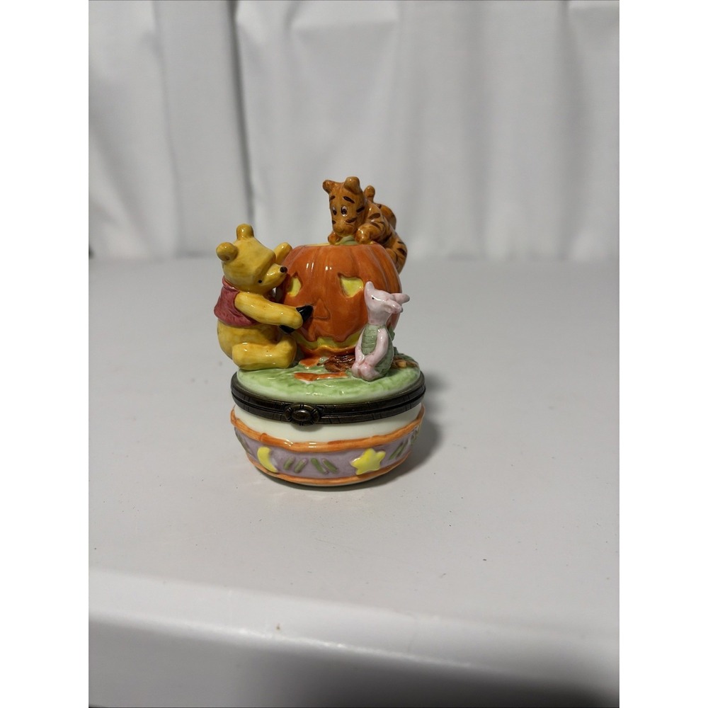 Disney Classic Pooh Halloween Hinged Trinket Box Midwest Cannon Falls Pumpkin